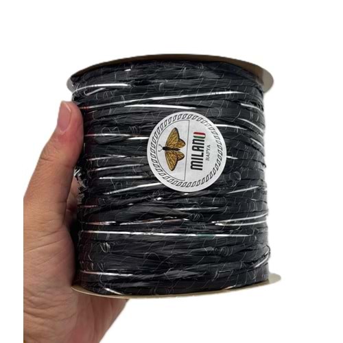 Çanta Aksesuar Milano Rafya S42 Siyah Gümüş Simli 100 gr
