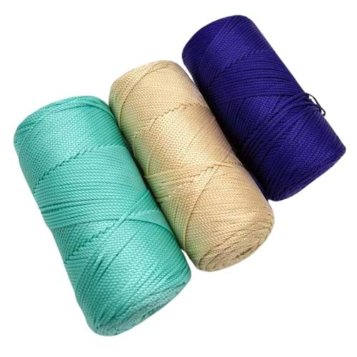 Çanta Aksesuar Polyester Makrome Set (Mor, Bej, Su Yeşili)