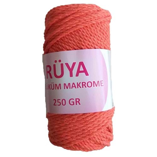 Çanta Aksesuar 3 Büküm Makrome İpi Turuncu No:6