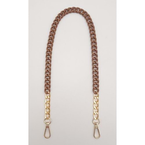 Çanta Aksesuar Renkli Metal 60 cm Kancalı Zincir Taba