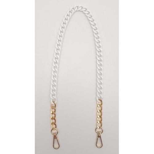 Çanta Aksesuar Renkli Metal 60 cm Kancalı Zincir Buz Beyazı