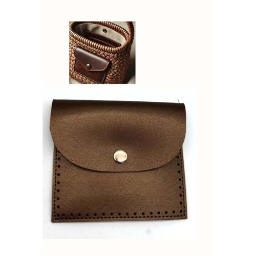 Çanta Aksesuar 14X12.5 cm cm Bakır Renk Çıtçıtlı Suni Deri Cep