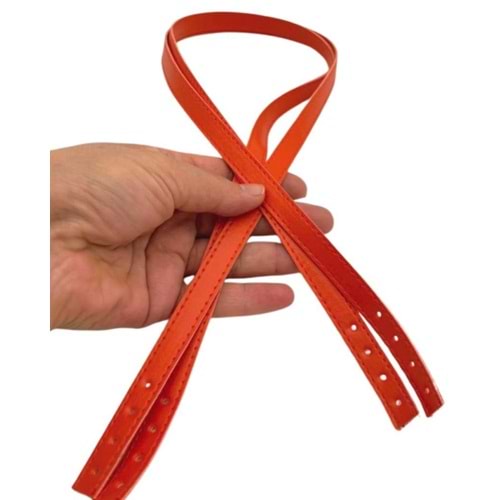 Çanta Aksesuar Slim Model 70x1.2 cm Suni Deri Turuncu Renk Çift Çanta Sapı