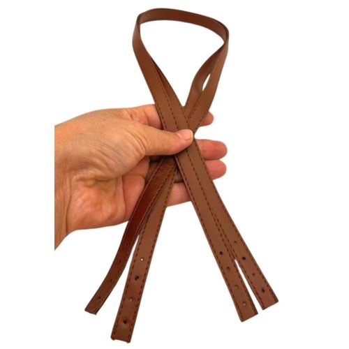 Çanta Aksesuar Slim Model 70x1.2 cm Suni Deri Taba Renk Çift Çanta Sapı