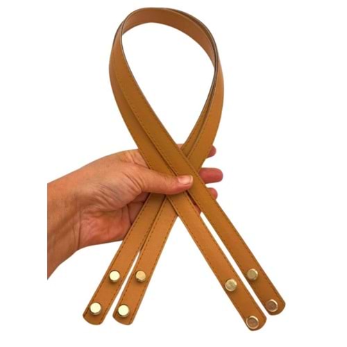 Çanta Aksesuar 70x1.8 cm Suni Deri Hardal Renk Vidalı Çanta Sapı