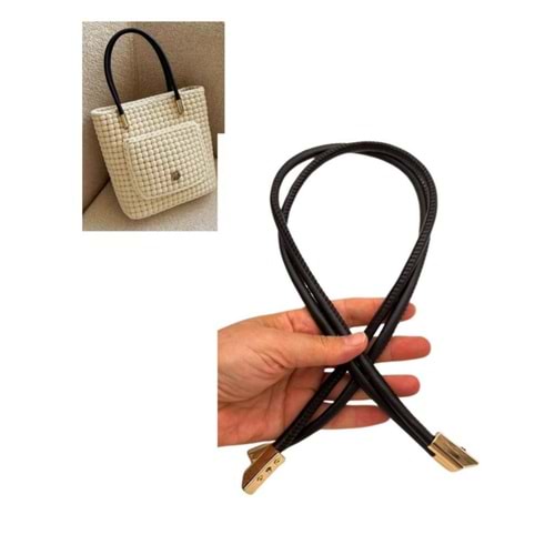 Çanta Aksesuar 60 cm Siyah Renk Trend Model Çift Çanta Sapı