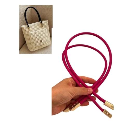Çanta Aksesuar 60 cm Fuşya Renk Trend Model Çift Çanta Sapı