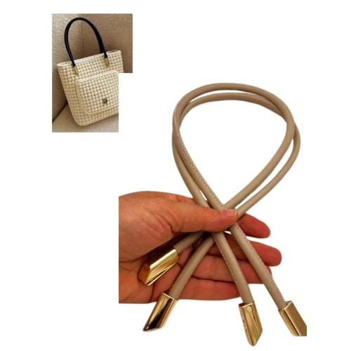 Çanta Aksesuar 60 cm Bej Renk Trend Model Çift Çanta Sapı