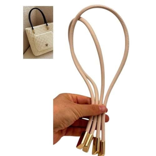 Çanta Aksesuar 60 cm Krem Renk Trend Model Çift Çanta Sapı