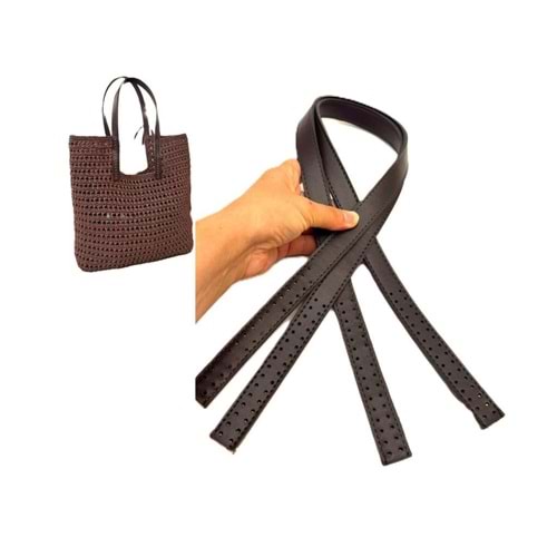 Çanta Aksesuar 80x2 cm Koyu Kahve Renk 16 Delikli Model Çift Çanta Sapı