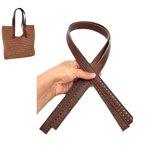 Çanta Aksesuar 80x2 cm Taba Renk 16 Delikli Model Çift Çanta Sapı