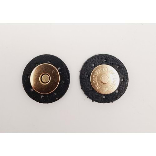 Çanta Aksesuar Siyah Suni Derili Mıknatıslı Çıtçıt Light Gold Metalli