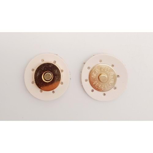 Çanta Aksesuar Krem Suni Derili Mıknatıslı Çıtçıt Light Gold Metalli