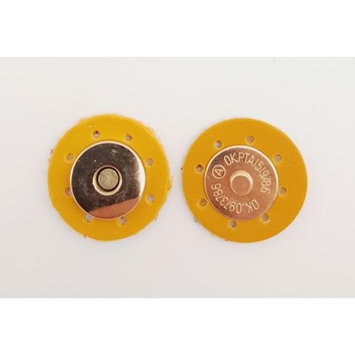 Çanta Aksesuar Hardal Sarı Suni Derili Mıknatıslı Çıtçıt Light Gold Metalli