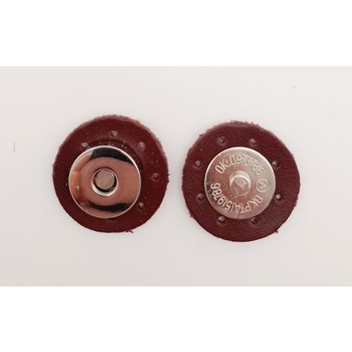 Çanta Aksesuar Bordo Suni Derili Mıknatıslı Çıtçıt Gümüş Metalli