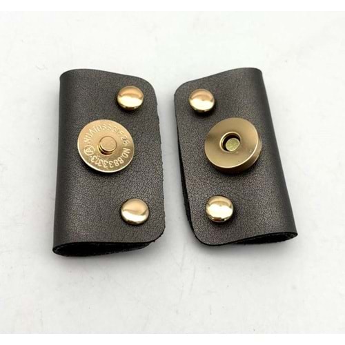 Çanta Aksesuar Gri Suni Derili Troklu Mıknatıslı Çıtçıt Light Gold Metalli
