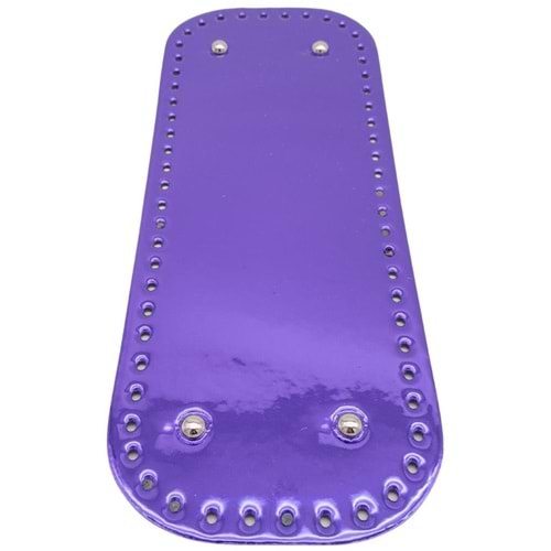 Çanta Aksesuar Parlak Rugan Deri 32x12 cm Dikdörtgen Çanta Tabanı Mor Renk Gümüş Metalli