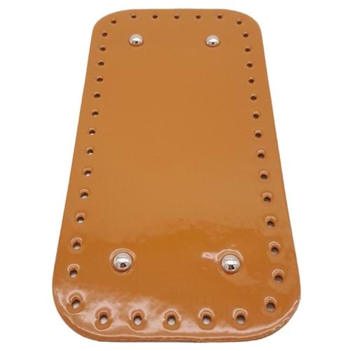 Çanta Aksesuar Parlak Rugan Deri 25x12 cm Dikdörtgen Çanta Tabanı Açık Taba Renk Gümüş Metalli