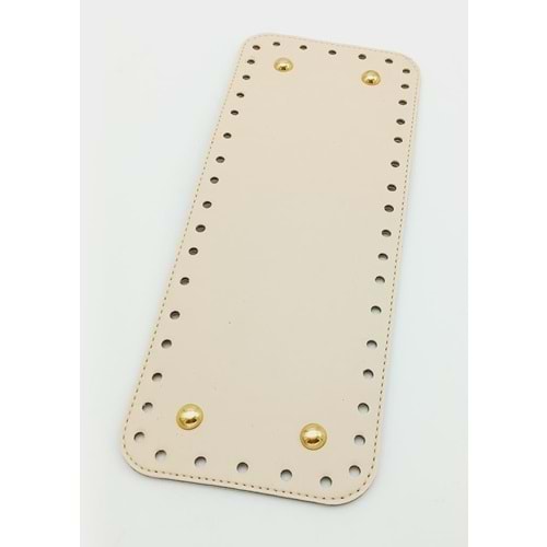 Çanta Aksesuar Suni Deri Krem Renk 30X12 cm Dikdörtgen Çanta Tabanı (Light Gold Aparatlı)