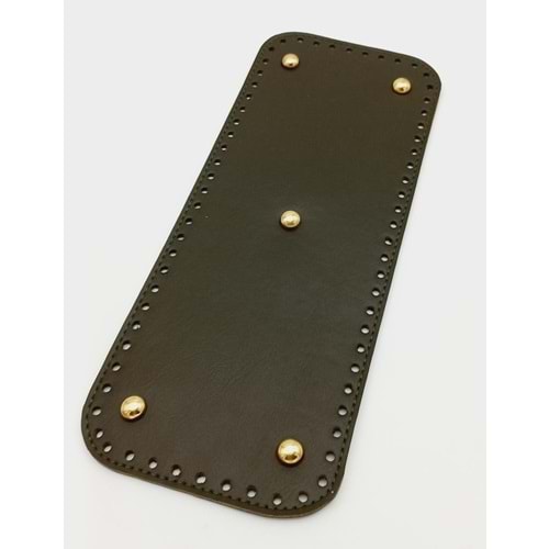 Çanta Aksesuar Suni Deri Haki Renk 30X12 cm Dikdörtgen Çanta Tabanı (Light Gold Aparatlı)