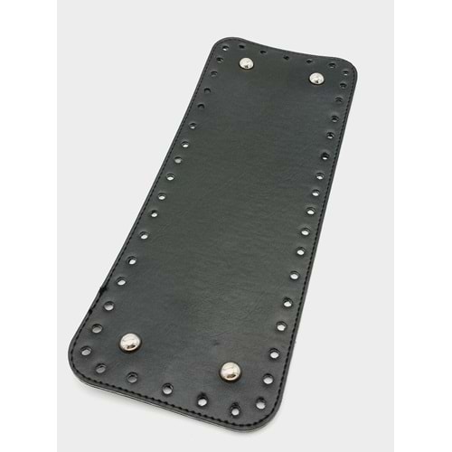 Çanta Aksesuar Suni Deri Siyah Renk 30X12 cm Dikdörtgen Çanta Tabanı (Gümüş Aparatlı)