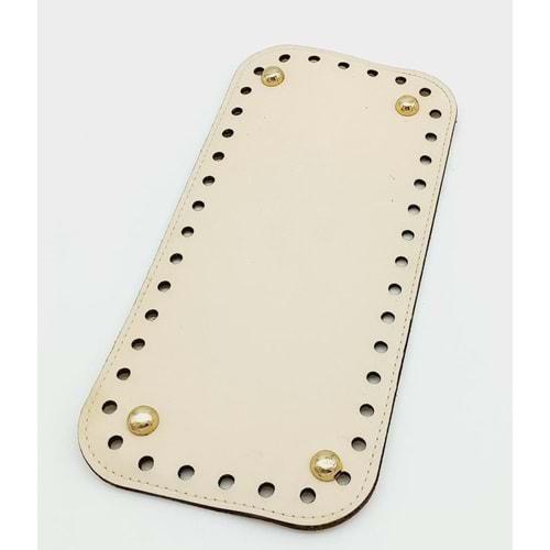 Çanta Aksesuar Suni Deri Krem Renk 25X12 cm Dikdörtgen Çanta Tabanı (Light Gold Aparatlı)
