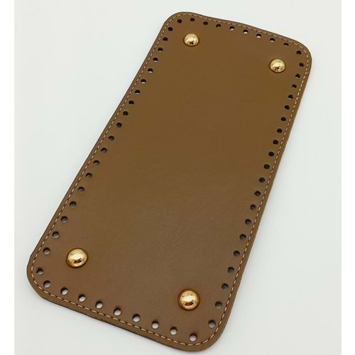 Çanta Aksesuar Suni Deri Vizon Renk 25X12 cm Dikdörtgen Çanta Tabanı (Light Gold Aparatlı)