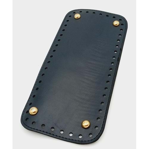 Çanta Aksesuar Suni Deri Lacivert Renk 25X12 cm Dikdörtgen Çanta Tabanı (Light Gold Aparatlı)