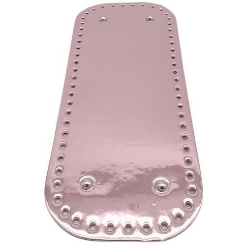 Çanta Aksesuar Parlak Rugan Deri 32x12 cm Dikdörtgen Çanta Tabanı Pudra Renk Gümüş Metalli
