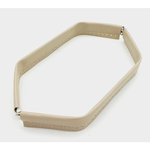 Çanta Aksesuar Bej Renk Derili Metal Çanta Ağzı 30 Cm(Gizli Burs)
