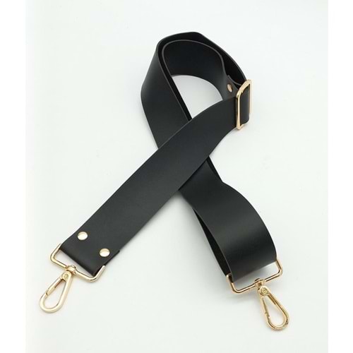 Çanta Aksesuar Suni Deri Siyah 120X4 Cm Çanta Sapı Kalsap Light Gold Metalli