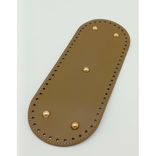 Çanta Aksesuar Suni Deri Vizon Renk 30X12 cm Oval Çanta Tabanı (Light Gold Aparatlı)