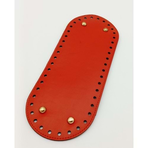 Çanta Aksesuar Suni Deri Kırmızı Renk 30X12 cm Oval Çanta Tabanı (Light Gold Aparatlı)