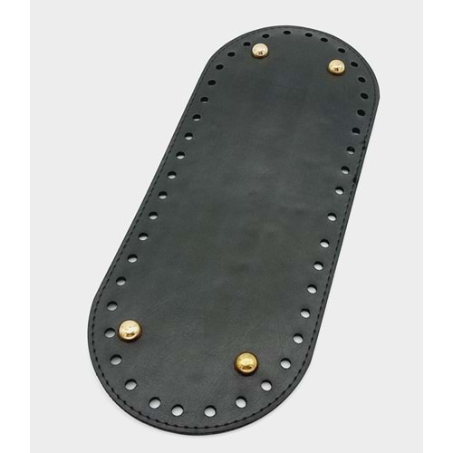 Çanta Aksesuar Suni Deri Siyah Renk 30X12 cm Oval Çanta Tabanı (Light Gold Aparatlı)
