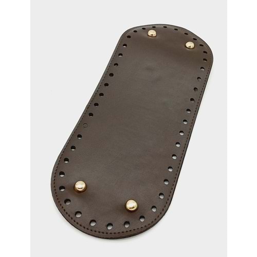 Çanta Aksesuar Suni Deri Kahverengi 30X12 cm Oval Çanta Tabanı (Light Gold Aparatlı)