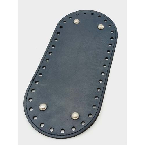 Çanta Aksesuar Suni Deri Lacivert Renk 25X12 cm Oval Çanta Tabanı (Gümüş Aparatlı)