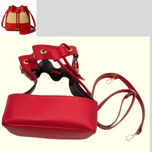 Çanta Aksesuar Torba Model Çanta Yapım Aparatı Kırmızı Renk Light Gold Metalli