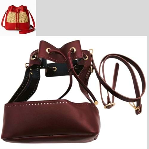 Çanta Aksesuar Torba Model Çanta Yapım Aparatı Bordo Renk Light Gold Metalli