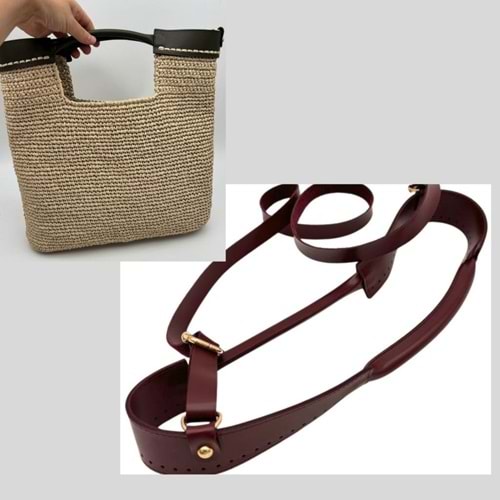 Çanta Aksesuar Tutma Saplı Model Çanta Yapım Aparatı Bordo Renk Light Gold Metalli