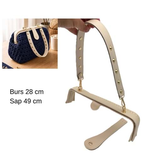 Çanta Aksesuar 28 Cm Lüks Model Çanta Seti Krem Light Gold Metalli