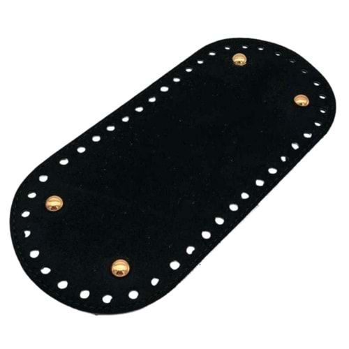 Çanta Aksesuar Nubuk Deri, Siyah Renk Oval Taban 25X12 Cm Light Gold Metalli