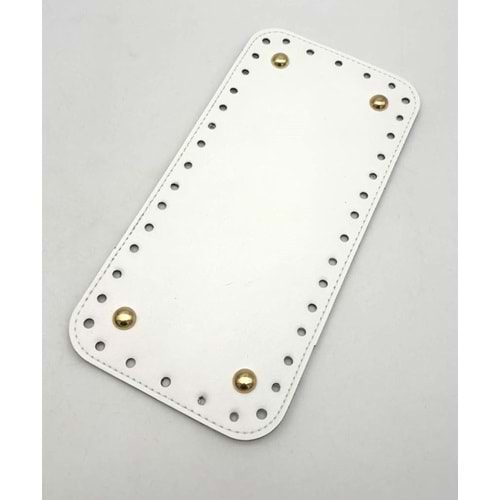 Çanta Aksesuar Suni Deri Beyaz Renk DikdörtgenTaban 25X12 Cm Light Gold Metalli