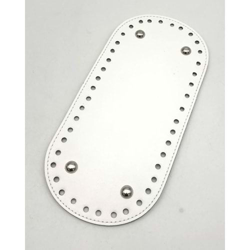 Çanta Aksesuar Suni Deri Beyaz Renk Oval Taban 25X12 Cm Silvery Metalli