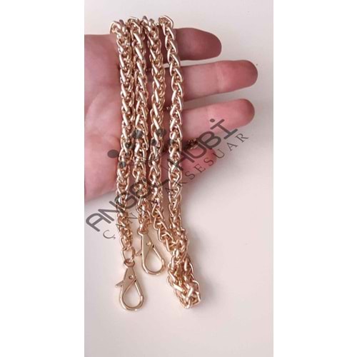Çanta Aksesuar Light Gold Kalın Örgü Model Çanta Zinciri (100 cm)