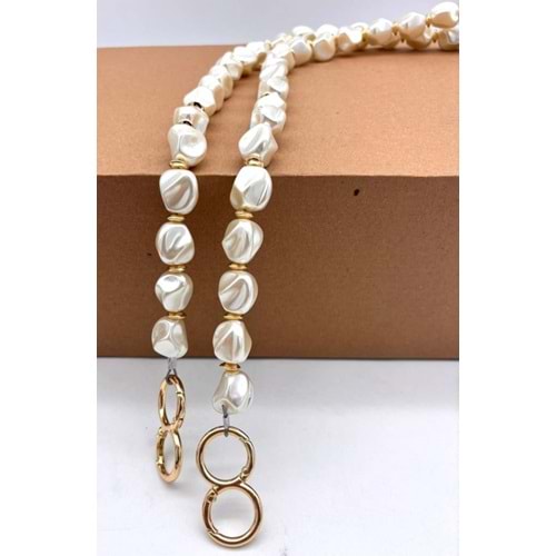 Çanta Aksesuar 120 İncili Çanta Sapı Light Gold Metalli