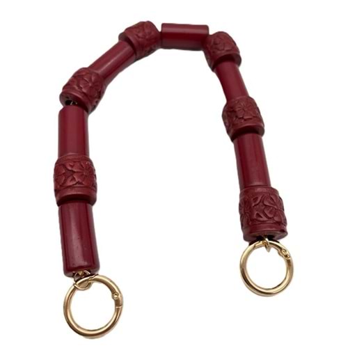 Çanta Aksesuar 41 Cm Bordo Renk Çanta Sapı Kancalı Light Gold Metalli