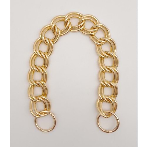 Çanta Aksesuar 38 cm Çift Halkalı Light Gold Renk Zincir