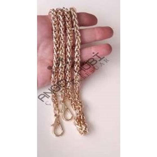 Çanta Aksesuar Light Gold Renk Kalın Örgü Model Çanta Zinciri (140 Cm)