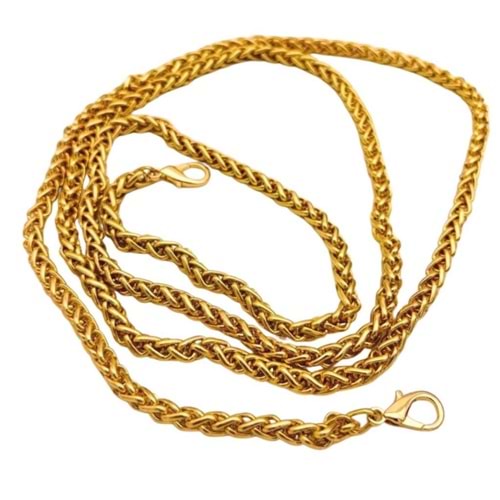 Çanta Aksesuar Light Gold Renk Kalın Örgü Model Çanta Zinciri (140 Cm)