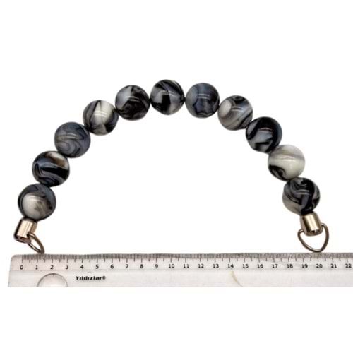 Çanta Aksesuar 20 Cm 24 Mm Boncuklu Çanta Sapı Gümüş Metalli Gri Tonlu